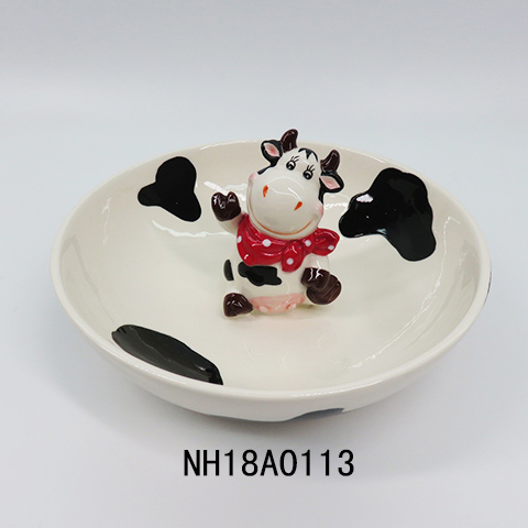 Ceramic Cow Ring Holder Dish Jewelry Trinket Tray