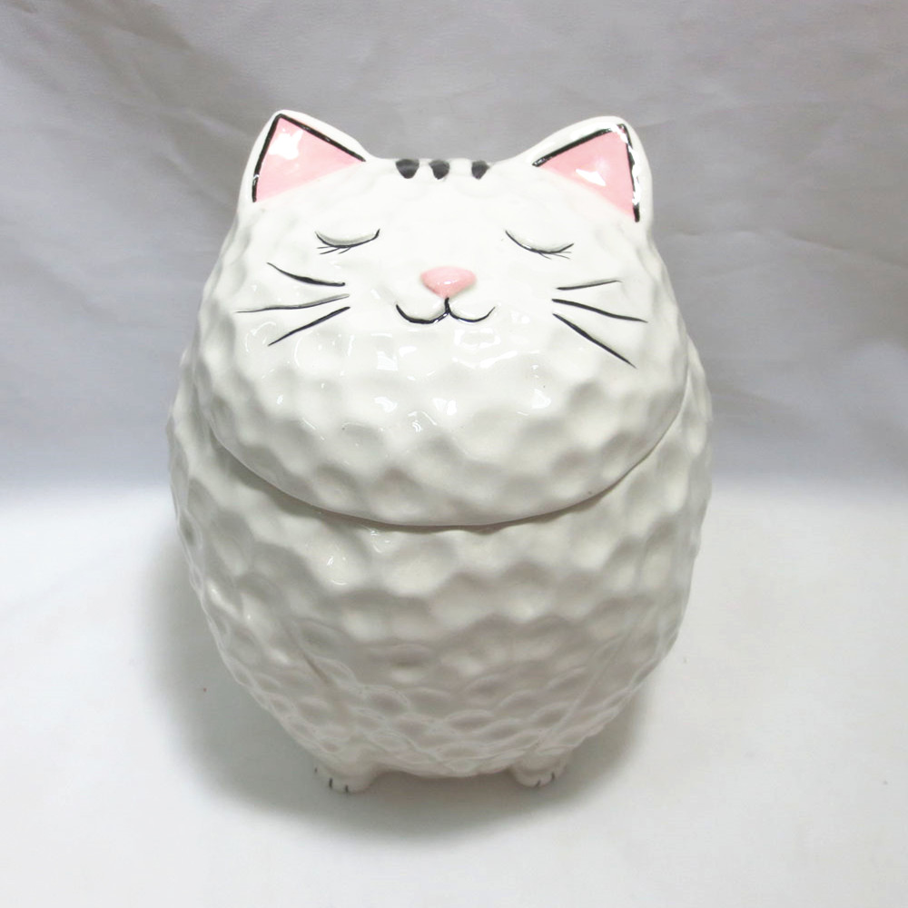 Wholesale  cat  shape   cookie candy jar kitchenware  ceramic  candy jar with lid