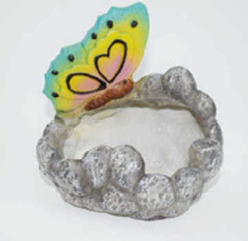 Custom cheap resin flower planter pot with butterfly resin garden decoration