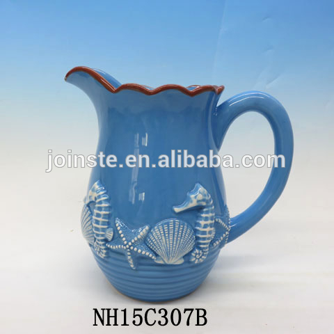 Creative Ceramic sea animal embossed kettle teapot