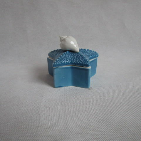 Elegant White Starfish Trinket Box | Sea Shell Coastal Textured Ceramic