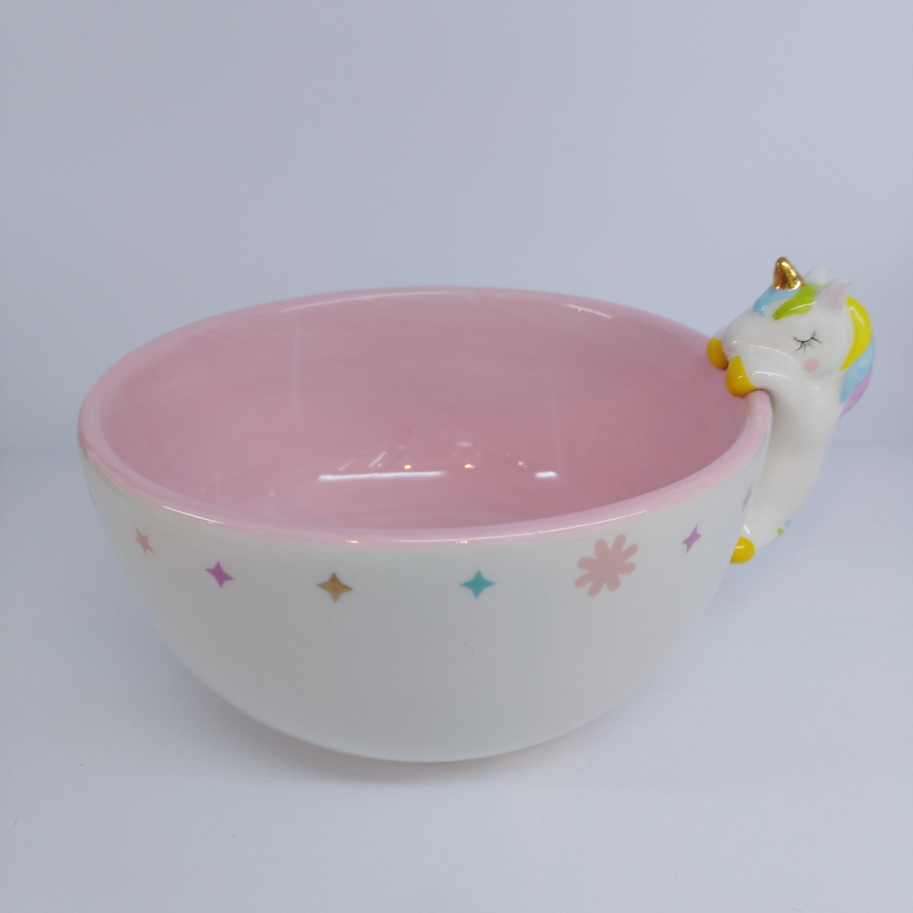 Ceramic Hand Painted Elodie Unicorn Ramen Bowls, Microwave Safe