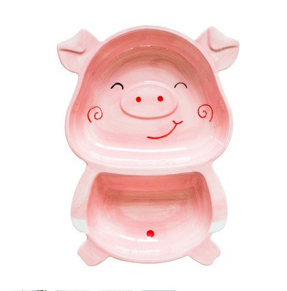 Pig divided section plate ,children's pig design  ceramic dishes
