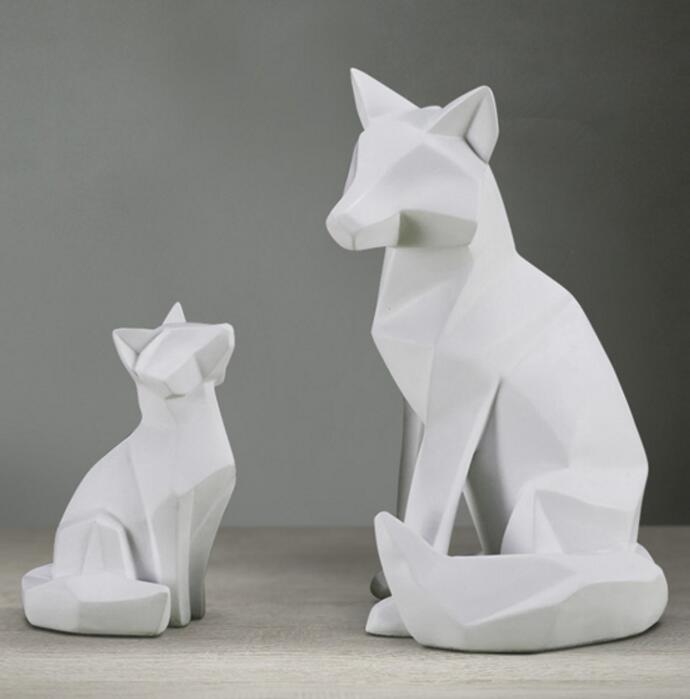 Geometric animal furnishing fox decoration,cartoon fox figurine,custom animal fox statue,