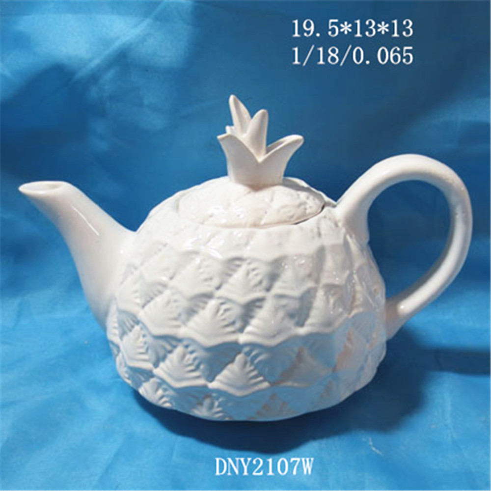 white handmade pineapple teapot set , cheap ceramic teapot