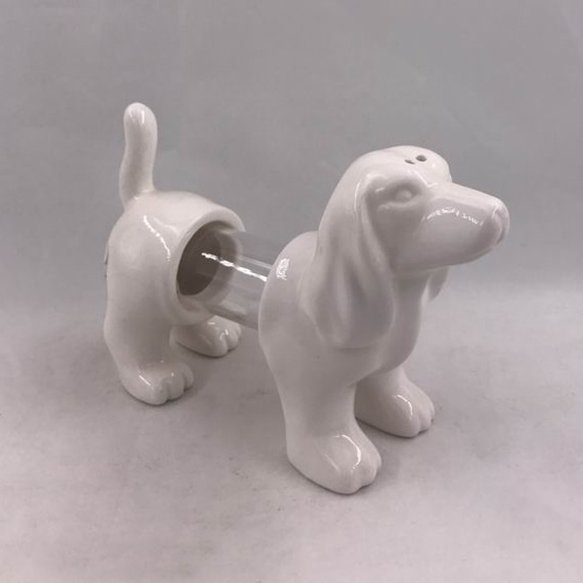 Customized hot sale white dog shape salt and pepper shaker