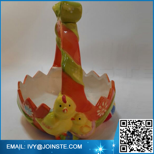 Cute easter bunny basket ceramic egg basket for sale