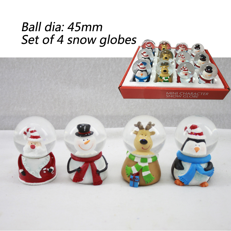 Hottest mini snow globe, 45mm christmas snow globe,water globe with PDQ