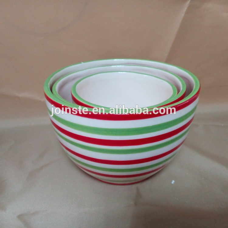 Christmas items ceramic bowl with beautiful rainbow stripe