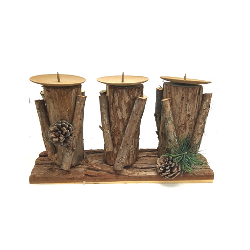 Christmas wood trunk 3 pcs standing votive candle stand