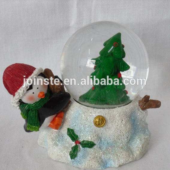 Custom 65cm resin Christmas tree snow globe with Snowman Christmas decoration
