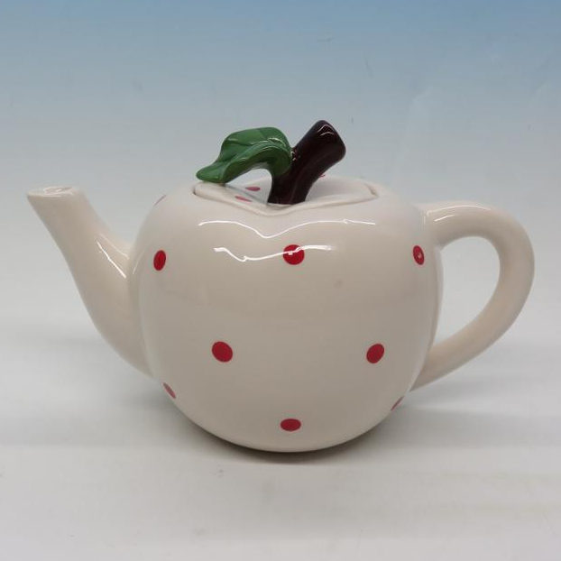 Customized cheap apple shape handmade printed teapot porcelain teapot