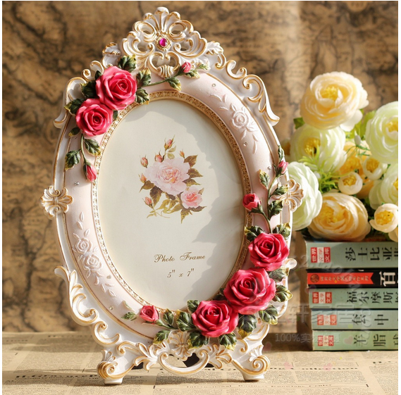 wholesale funny wedding resin beautiful metal photo rose jewelry decoration Creative Gift Photo Frame ,Picture Frame Cheap