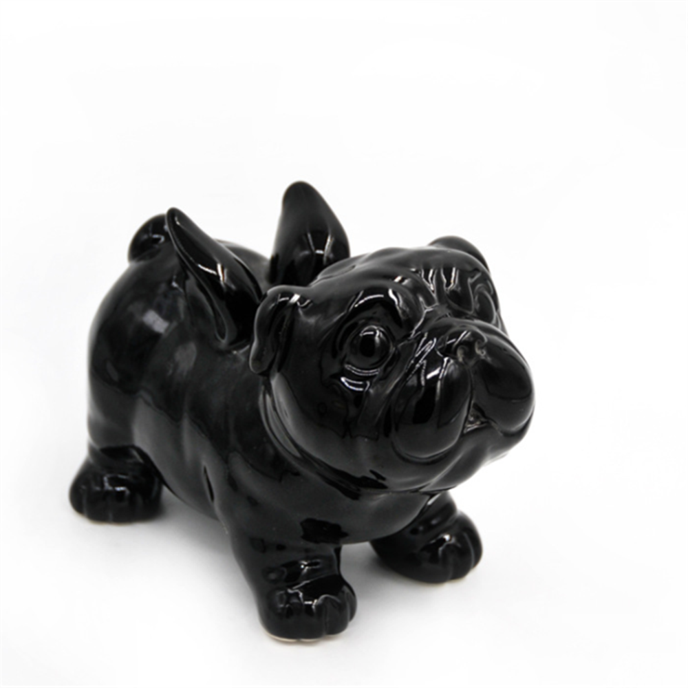 Black  novelty  dog coin bank ceramic hand made clay dog money box mony bank  custom