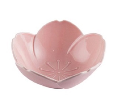 Custom good qualtity pink petal ceramic candy bowl snack bowl
