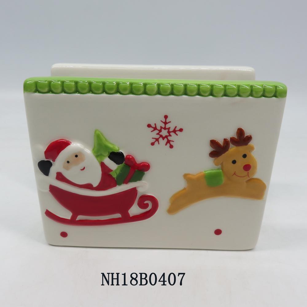 Home decor hand painted christmas hotel restaurant table ceramic napkin holder