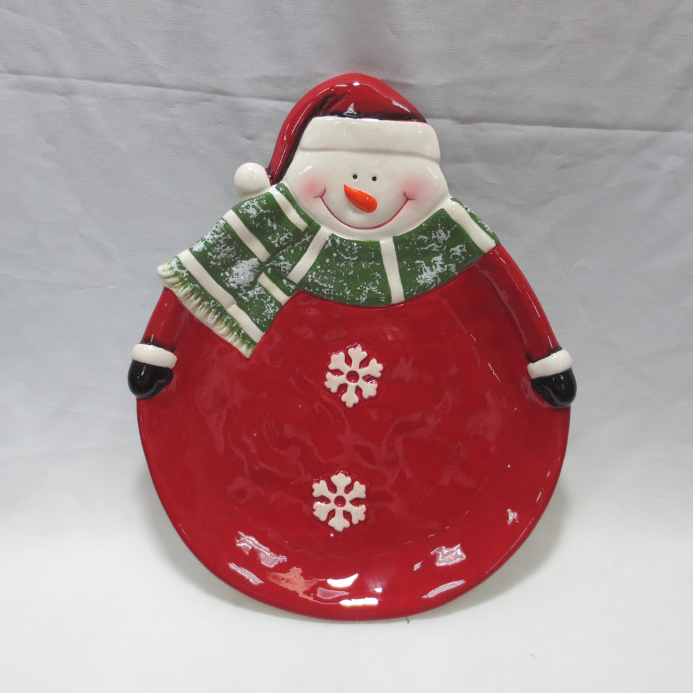 Custom Christmas deer hand made painting triple divided dish candy dish