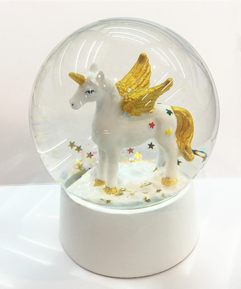 100mm resin gold unicorn with wings snow globes gift
