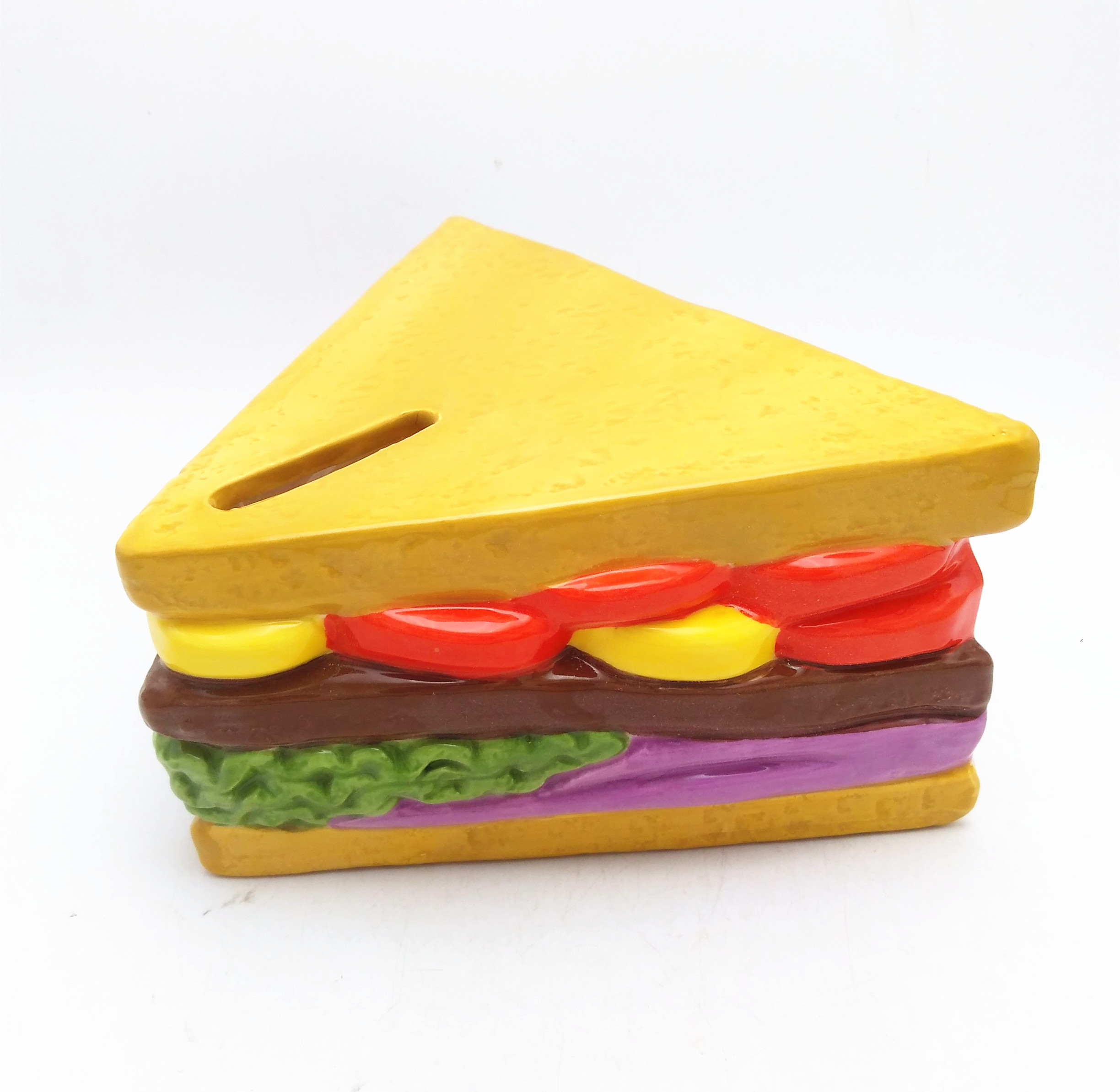 Ceramic cute cartoon sandwich  design money bank