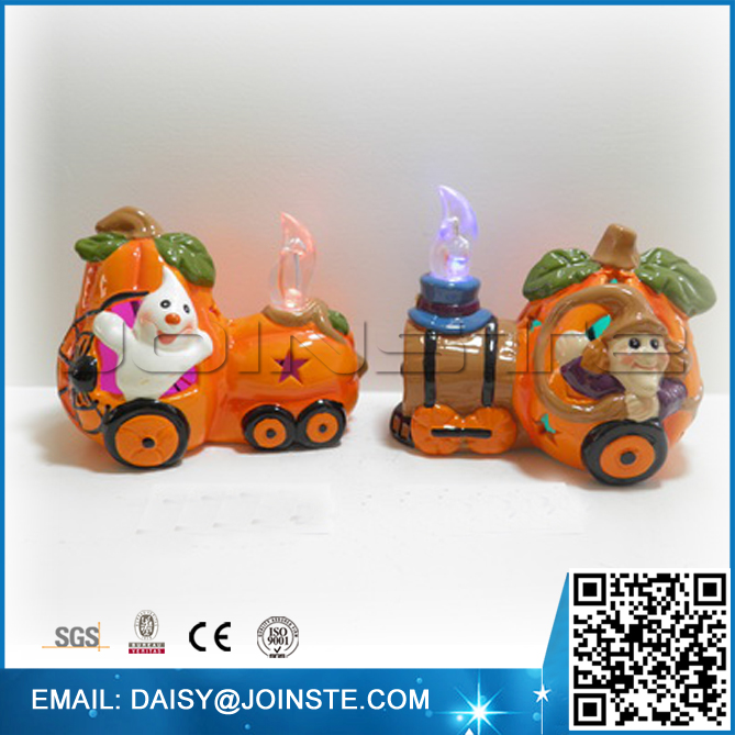 Orange Ceramic train head halloween pumpkin decorations