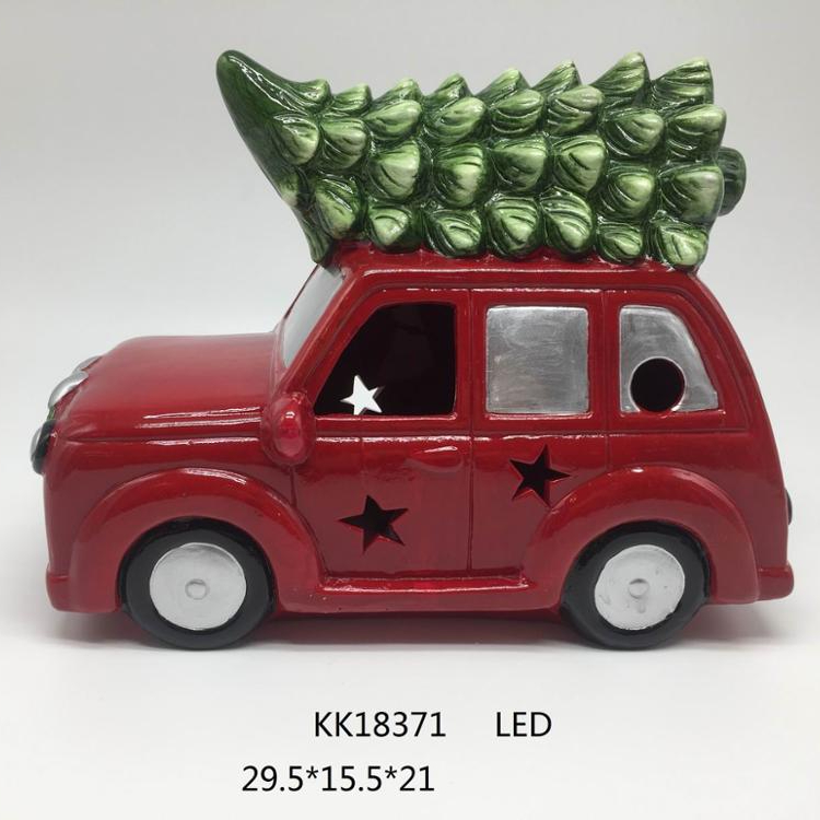 Small Car Shape Indoor Decoration Ceramic Christmas W/h Tea Light