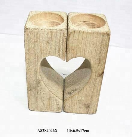 Wooden log combination heart tealight holders