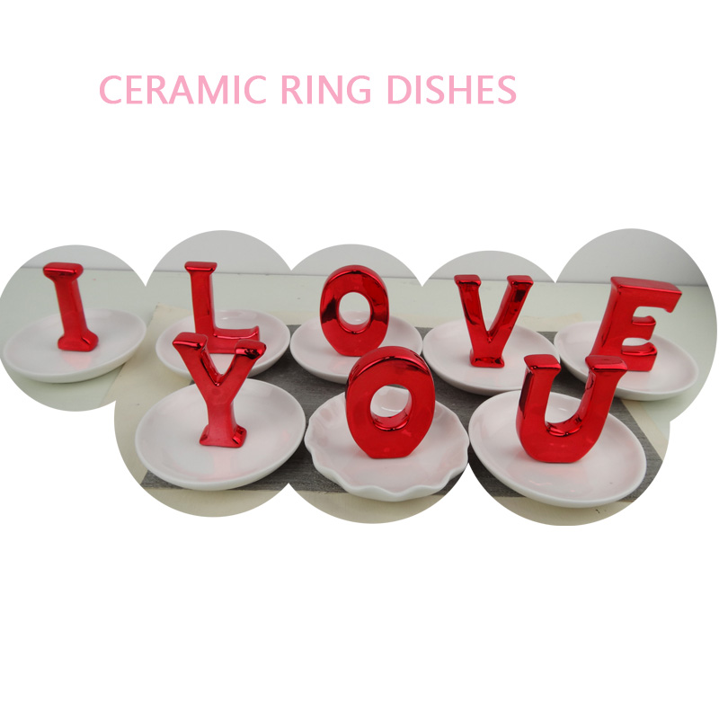 Custom Jewelry Dish, Wedding LOVE Ceramic Trinket dish,Ceramic Letter Ring Dish
