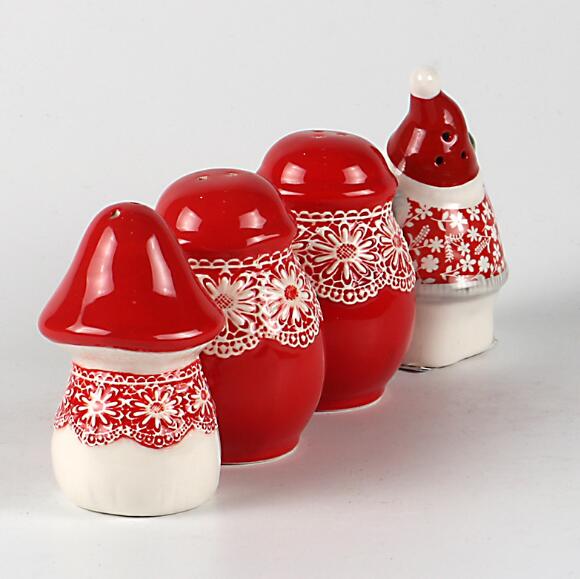 Ceramic hand painted ceramic bottles Christmas red series pepper bottles