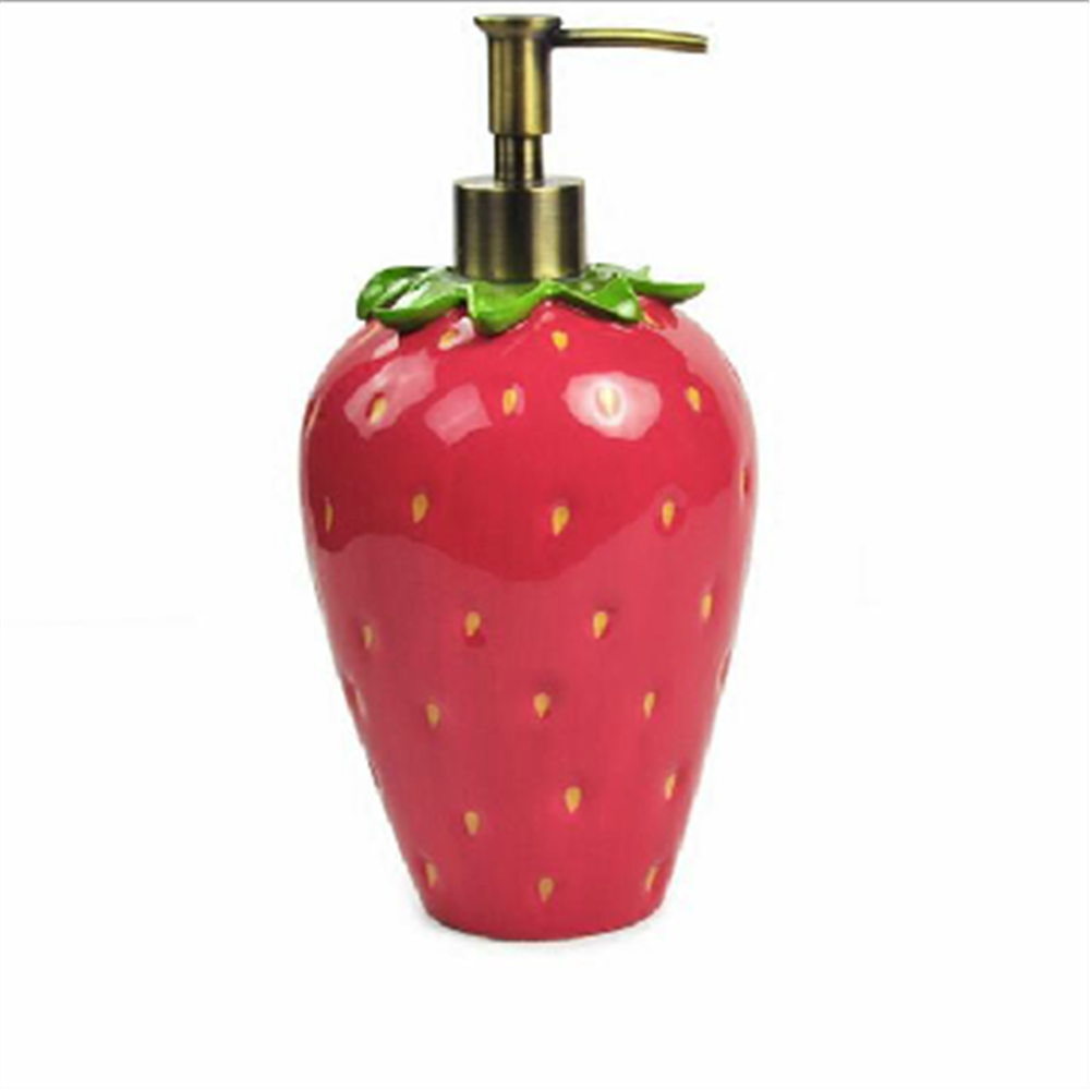 Custom ceramic strawberry shape  hand foam lotion pump Soap Dispensers