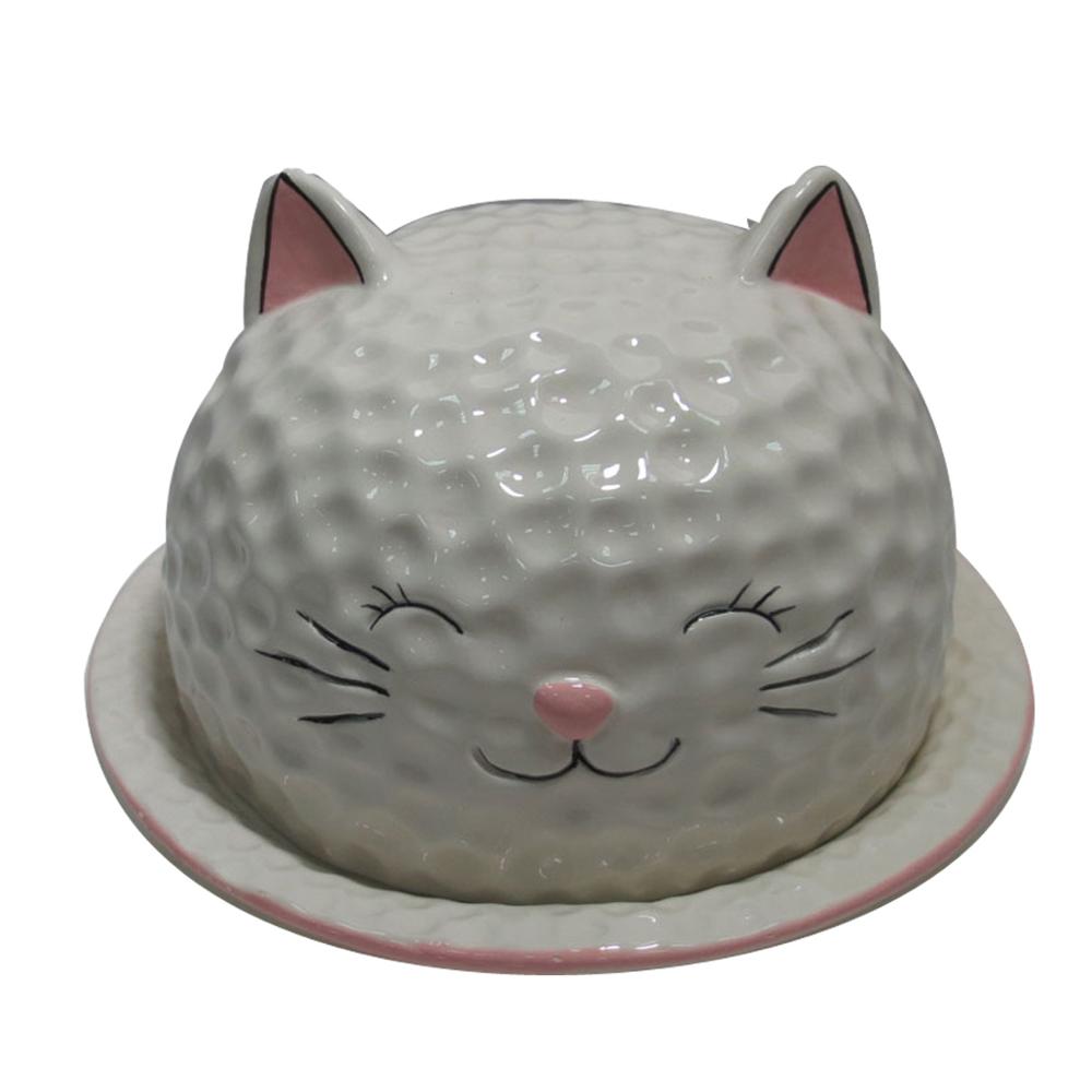 Cat hand-painted cake plate, Kitty cake serving plate with dome,ceramic bread dishes with cover
