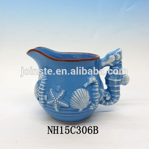 Ceramic Kitchen Flour Canister Cookie Jar with seahorse handle