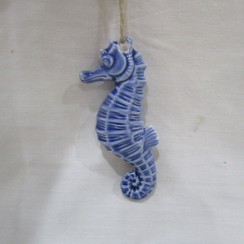 4-Inch hanging Ceramic Seahorse Ornament Set of 3