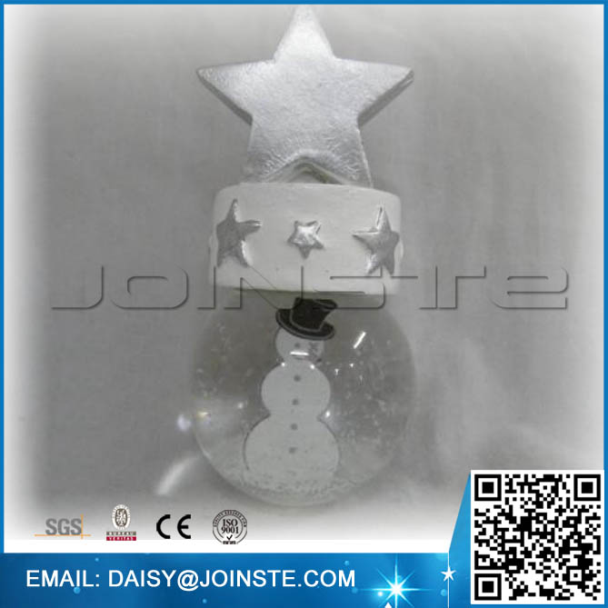 Sliver Star Snowman snow globe ornament