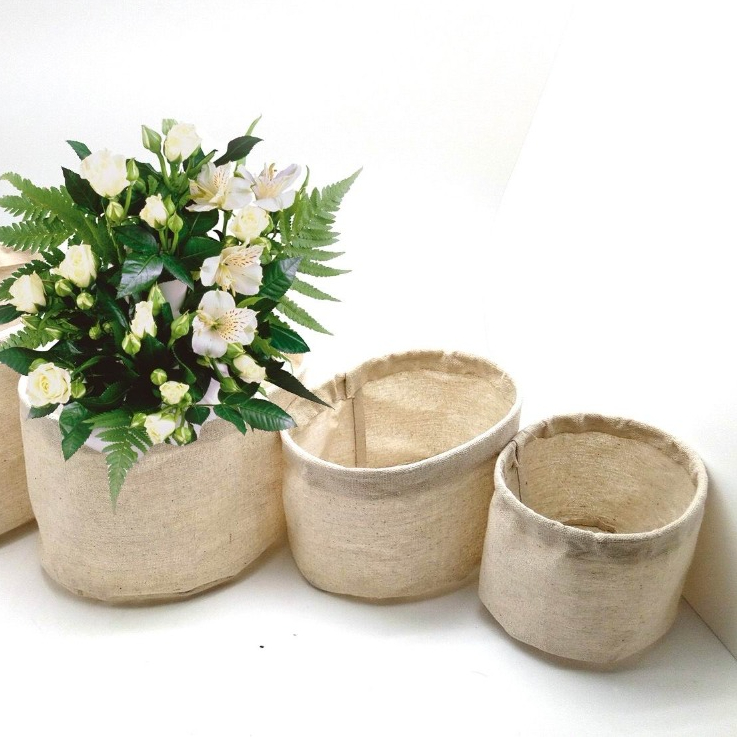 Jute fabric round planter bags 5 inch