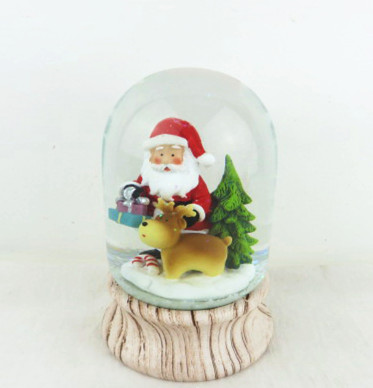 Christmas customized wooden grain base  santa figurines snow globe