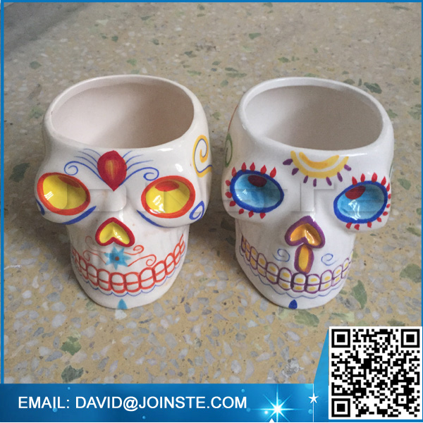 Skull ceramic gold flower pots