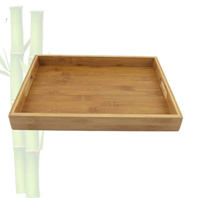 Solid Bamboo Wood Serving Tray, 19.75" x 13.75" x 2.25"