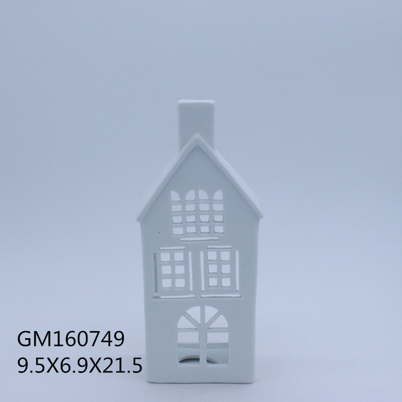 White Porcelain House Flameless Candles, Batteries Included – Set of 3