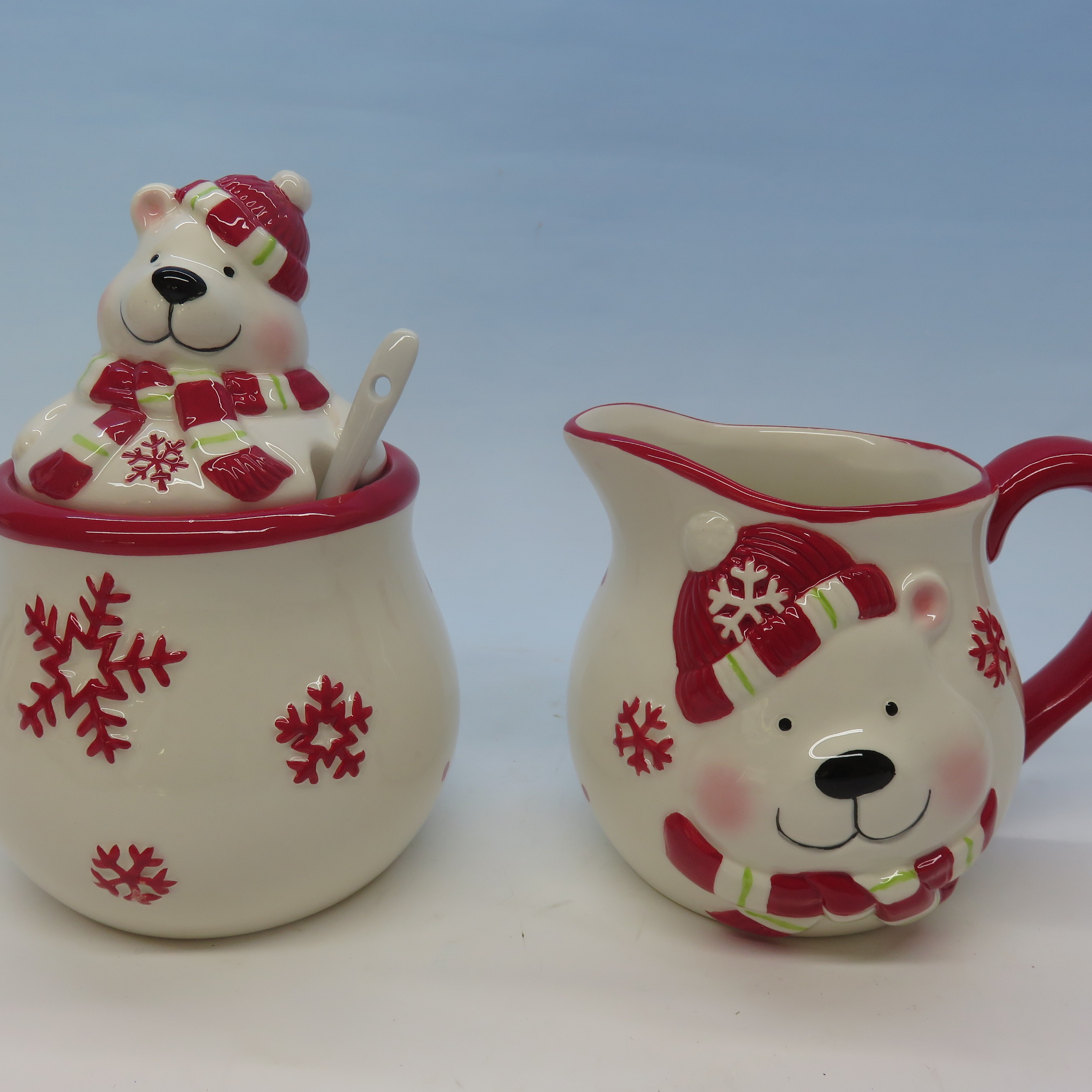 Snow Bear Sugar and Creamer Set, Ceramic