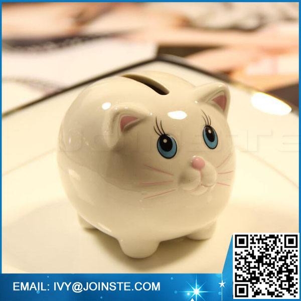cat statue money box ceramic piggy bank coin bank custom