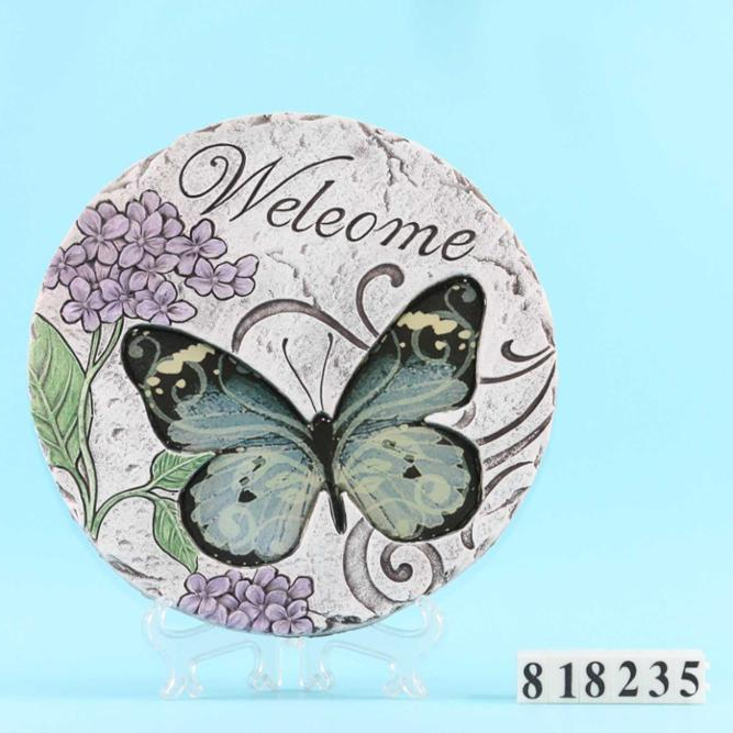 Welcome To My Garden Green Butterfly Cement Stepping Stone