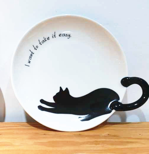 Ceramic cat  embossed  dishes,cartoon animal kitty  candy dishes