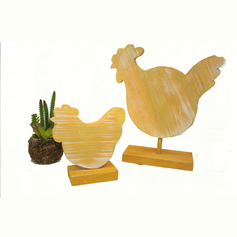 Easter wooden cock and hens decoration
