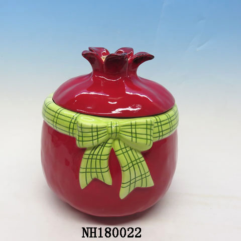 Custom  novelty pomegranate shape  cookie jars  wholesale  ceramic  mini  cookie jars  food jar