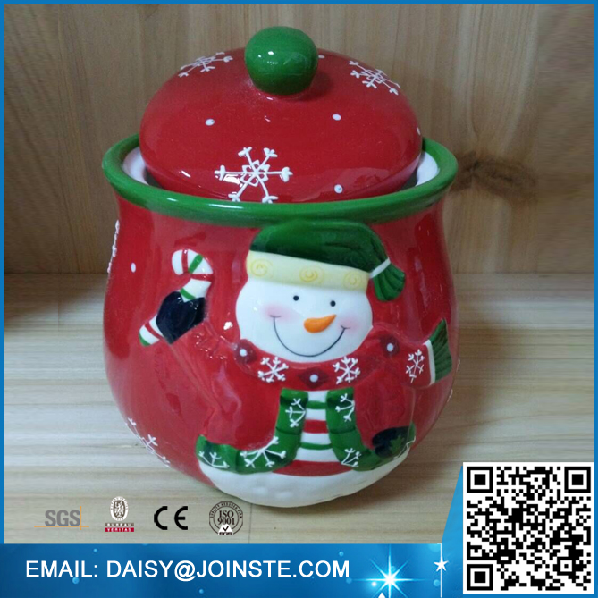 ceramic christmas cookie jar with lid