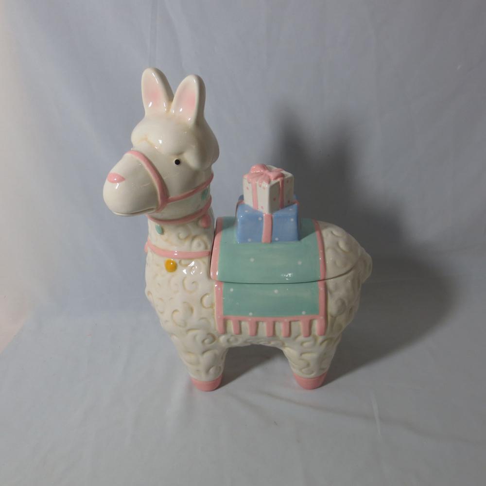 Ceramic Llama Cookie Jar, Multicolor