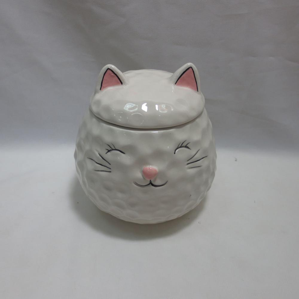 Ceramic Lucky Cat Sugar Salt Pepper Storage Jar with Lid And Spoon