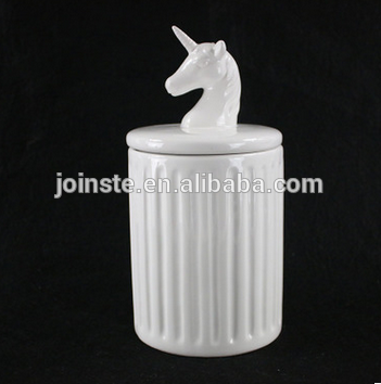 Unicorn embossed ceramic pots ceramic tea cans sealed cans