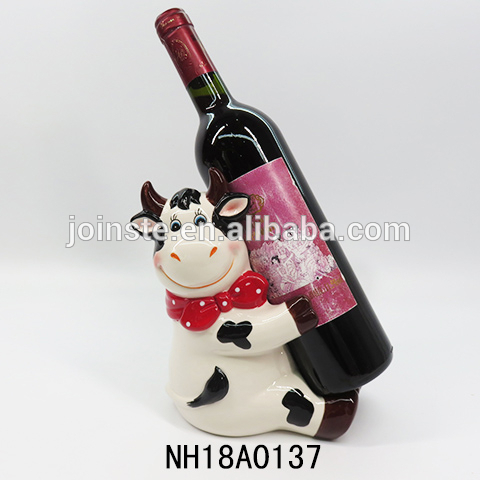 Pacific Giftware Whimsical Cow Ceramic Nesting wine rack Creative Functional Kitchen Decor