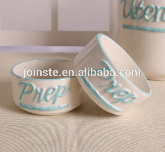 Custom blue letter painting ceramic mashed potato bowl salad bowl for kids
